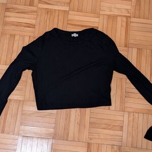 Garage Black Long Sleeve Crop Top